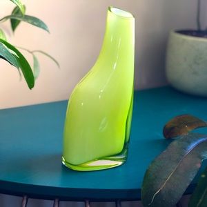 Hand Blown Green Glass Vase